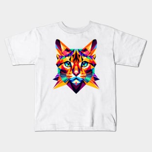 Vibrant Geometric Bengal Cat: Modern Art Design Kids T-Shirt